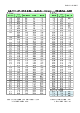 高速バス「つくば号」時刻表・運賃表 （筑波大学）～つくばセンター～（常磐
