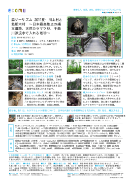森ツーリズム 2011夏・川上村と 北相木村 ∼日本最高地点の縄 文遺跡