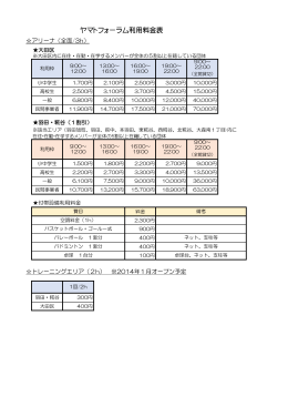 ヤマトフォーラム利用料金表(2013.10.24)