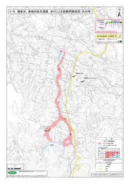 5-④ 鍵面池、東植田皿池連鎖 歩行による避難困難度図（洪水時）