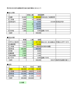 荒井先生の定年退職を祝う会の会計報告（2014.3.17） 収入の部 参加