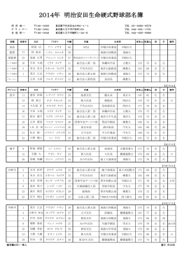 2014年 明治安田生命硬式野球部名簿