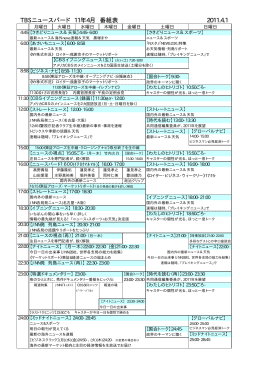 TBSニュースバード 11年4月 番組表 2011.4.1