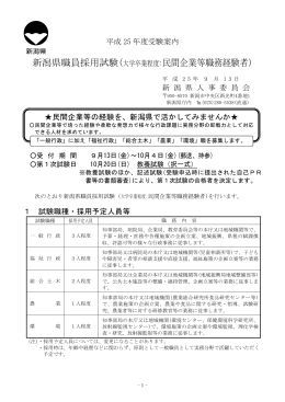 新潟県職員採用試験(大学卒業程度:民間企業等職務経験者)