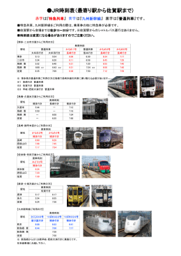 JR時刻表（最寄り駅から佐賀駅まで）