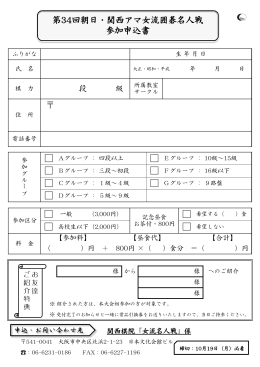 第34回朝日・関西アマ女流囲碁名人戦 参加申込書