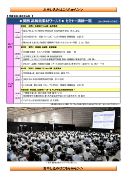 関西 高機能素材ワールド   セミナー講師一覧 (2015年6月24日現在）