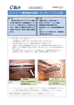 コンクリート構造物部分補強（カーボン・レジン工法）