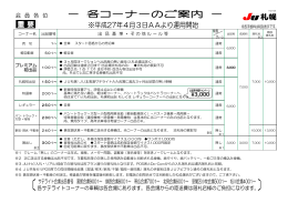 セリブロック番号範囲変更のご案内 ＞ （平成27年4月3日AA