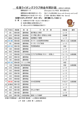 名張ライオンズクラブ例会年間計画 （2014.7～2015.6）