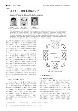 バイナリー発電用媒体ポンプ