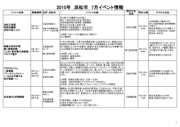 2015年 浜松市 7月イベント情報