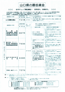 H27年山口県最低賃金（特定産業別）(PDF文書)