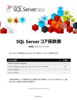 SQL Server コア係数表