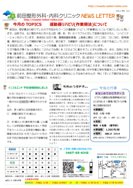 前田整形外科・内科クリニック NEWS LETTER 平成26年11月版