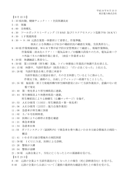 【8月 22 日】 5：35 頃出勤、健康チェック・・・全員体調良好 5