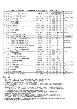 大雪山カントリークラブ平成26年度競技スケジュール表