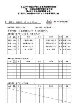 平成27年北区少年野球振興会秋季大会 第11回北区長杯争奪野球大会