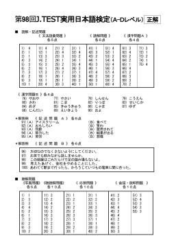 第98回J.TEST実用日本語検定（A