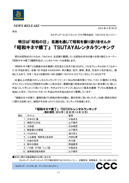 『昭和キネマ横丁』 TSUTAYAレンタルランキング