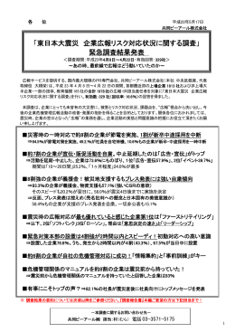 東日本大震災 企業広報リスク対応状況に関する調査