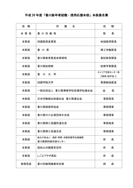 平成 26 年度「香川新卒者就職・採用応援本部」本部員名簿