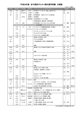 平成26年度 田子高校ギルロイ海外語学研修 日程表