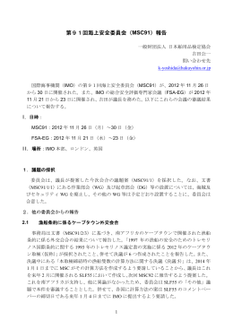 第91回海上安全委員会 - 一般財団法人 日本舶用品検定協会