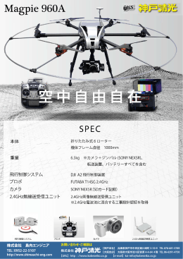 島内エンジニア製UAV（ドローン）「Magpie 960A」スペック・付属品・構成表