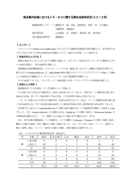 埼玉県内全域におけるイヌ・ネコに関する寄生虫保有状況(2012年)