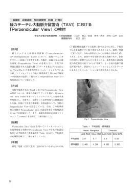 経カテーテル大動脈弁留置術（TAVI）における 「Perpendicular View」の