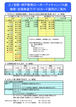 三ノ宮駅・神戸駅南口～ポーアイキャンパス線 増便・定期券値下げ・IC