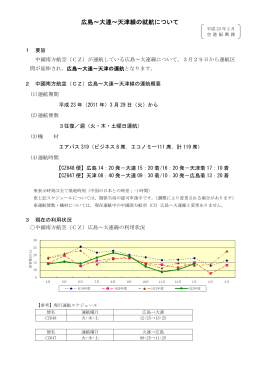 広島～大連～天津線の就航について