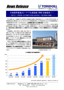 外食業界最速スピードで丸亀製麺 500店舗達成！！