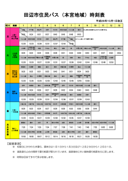 田辺市住民バス（本宮地域）時刻表