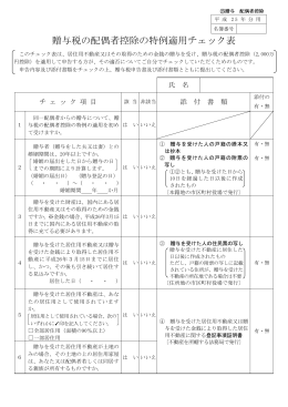 贈与税の配偶者控除の特例適用チェック表（PDF/119KB）