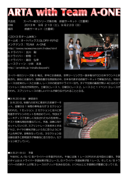 大会名 スーパー耐久シリーズ第6戦 鈴鹿サーキット（三重県） 日時 2013