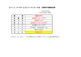 2012 JFAガールズエイトサッカー大会 兵庫県予選最終結果