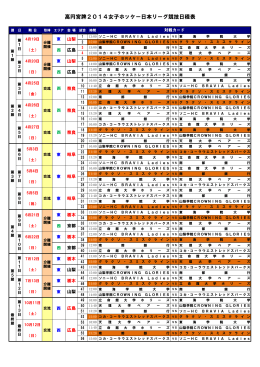高円宮牌2014女子ホッケー日本リーグ競技日程表