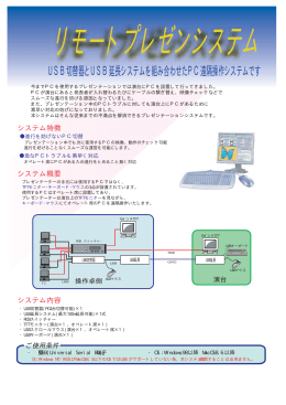 USB切替器とUSB延長システムを組み合わせたPC遠隔操作システムです