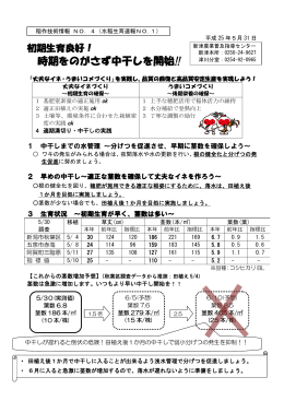 05月31日：平成25年度稲作情報No.4（PDF形式 289 キロバイト）