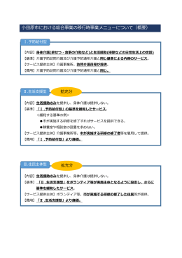 小田原市における総合事業の移行時事業メニューについて（概要）