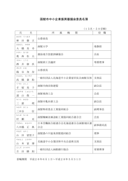 函館市中小企業振興審議会委員名簿