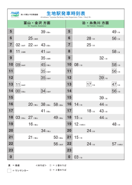 生地駅発車時刻表 - あいの風とやま鉄道