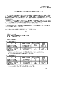 当社鶴海工場における土壌汚染区域指定の申請について