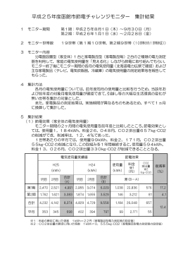 平成25年度函館市節電チャレンジモニター 集計結果