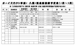 ボーイスカウト草加1・八潮1混成隊訓練予定表（1月～ 3 月）