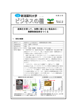 Vol.2「超高圧による食品加工・発酵制御技術の開発」（2013