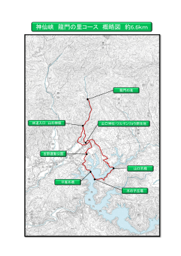 神仙峡 龍門の里コース 概略図 約6.6km