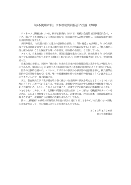 「核不使用声明」日本政府賛同拒否に抗議（声明）